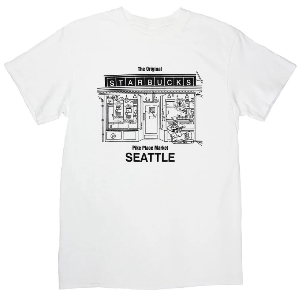 Unisex Starbucks Original Seattle Line Drawing T-Shirt